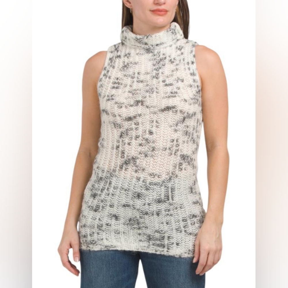 ZARA, Patterned Knit Top, Sleeveless, Turtleneck, size M US
